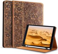 gexmil ipad air 10.5 inch 2019 case with built-in apple pencil holder - cowhide folio cover for ipad pro 10.5 - genuine leather case (brown pattern) with pencil holder logo