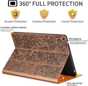 img 1 attached to Gexmil iPad Air 10.5 Inch 2019 Case with Built-in Apple Pencil Holder - Cowhide Folio Cover for iPad Pro 10.5 - Genuine Leather Case (Brown Pattern) with Pencil Holder