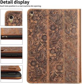 img 2 attached to Gexmil iPad Air 10.5 Inch 2019 Case with Built-in Apple Pencil Holder - Cowhide Folio Cover for iPad Pro 10.5 - Genuine Leather Case (Brown Pattern) with Pencil Holder