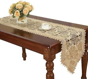 img 4 attached to 🌸 Captivating Simhomsen Beige Runners: Exquisite Flower Embroidery