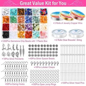 img 2 attached to 💎 24-Color Crystal Jewelry Making Kit - Cludoo 1516Pcs Crystal Chips Gemstone Beads Irregular Stones with Ring Making Set for Bracelet Necklace Earring Crafts and Jewelry Making Supplies