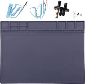 img 4 attached to 🔒 ESD Safe Anti-Static Mat with ESD Wristband and Grounding Wire - HPFIX Silicone Soldering Repair Mat, Heat Resistant up to 932°F for iPhone, iPad, iMac, Laptop, Computer - 15.9” x 12” Grey