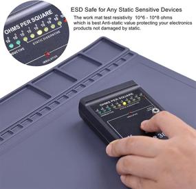 img 3 attached to 🔒 ESD Safe Anti-Static Mat with ESD Wristband and Grounding Wire - HPFIX Silicone Soldering Repair Mat, Heat Resistant up to 932°F for iPhone, iPad, iMac, Laptop, Computer - 15.9” x 12” Grey