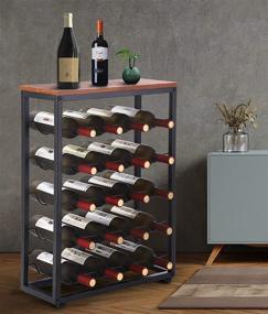img 3 attached to 🍷 Stylish Metal and Wood Wine Rack Stand: Holds 20 Bottles, Perfect for Living Room, Kitchen, Pantry, or Wine Cellar