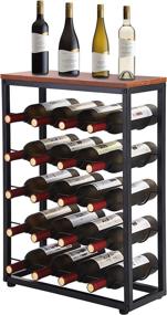 img 4 attached to 🍷 Стильная металлическая и деревянная винная полка: рассчитана на 20 бутылок, идеально подходит для гостиной, кухни, кладовки или винного погреба.