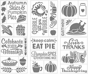 img 1 attached to 🍁 Festive Fall Thanksgiving Stencil Set - Adhesive Backed with Pumpkins, Turkey, and Cornucopia - 6 Sheets (6 x 8 Inches)