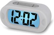 digital alarm clock - plumeet travel clock with snooze and nightlight - easy to set simple bedside alarm clocks for kids - ascending sound - battery powered (white) logo