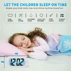 img 3 attached to Digital Alarm Clock - Plumeet Travel Clock With Snooze And Nightlight - Easy To Set Simple Bedside Alarm Clocks For Kids - Ascending Sound - Battery Powered (White)