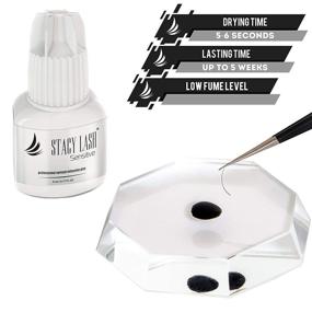 img 1 attached to 💨 Stacy Lash Sensitive Eyelash Extension Glue - Low Fume, 0.17fl.oz/5ml, Fast Drying in 5 Seconds, Long-Lasting Retention up to 5 Weeks - Professional Use Only, Black Adhesive for Individual Semi-Permanent Eyelash Extensions