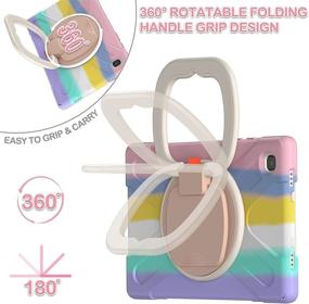 img 2 attached to 🌈 Colorful Pink BATYUE Samsung Tab A7 Case for Samsung Galaxy Tab A7 10.4 inch 2020 (SM-T500/T505/T507) - Protective Rugged Cover with Pencil Holder, 360° Swivel Stand, and Shoulder Strap for Kids (Boys and Girls)