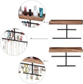 img 2 attached to 🎉 Keebofly Rustic Wood Jewelry Organizer Set of 2 - Hanging Wall Mounted Jewelry Holder Display for Necklaces, Bracelets, Earrings, Rings (Carbonized Black) - Patented