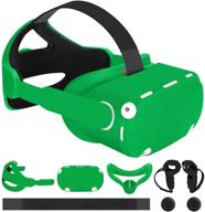🎮 masiken 6-in-1 oculus quest 2 accessories bundle - head strap replacement kits, vr front cap, controller cover, face pad, balance weight - comfortable touch, family holiday bundle (st patrick's green set) logo