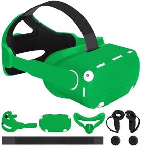 img 4 attached to 🎮 MASiKEN 6-in-1 Oculus Quest 2 Accessories Bundle - Head Strap Replacement Kits, VR Front Cap, Controller Cover, Face Pad, Balance Weight - Comfortable Touch, Family Holiday Bundle (St Patrick's Green Set)