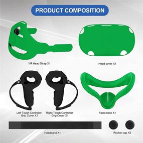 img 3 attached to 🎮 MASiKEN 6-in-1 Oculus Quest 2 Accessories Bundle - Head Strap Replacement Kits, VR Front Cap, Controller Cover, Face Pad, Balance Weight - Comfortable Touch, Family Holiday Bundle (St Patrick's Green Set)