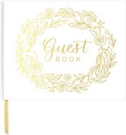 🌸 bloom daily planners wedding guest book - elegant white & gold floral guest sign-in registry with gilded edges - 120 pages - hardbound 7" x 9 логотип