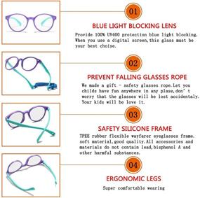 img 2 attached to 👀 Shield Your Child's Eyes with Premium Kids Blue Light Blocking Glasses - Silicone Flexible Round Frame & Glasses Rope for Ages 3-12