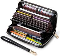 💼 rfid blocking women's travel continental wristlet wallet – large capacity genuine leather organizer purse with zip around closure and card holder (red wine) logo