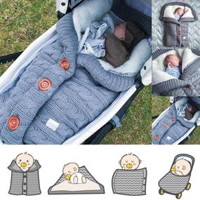 img 3 attached to 👶 Soft Thick Fleece Knit Infant Sleeping Blankets - AFXOBO Baby Stroller Wraps for added Comfort and Style