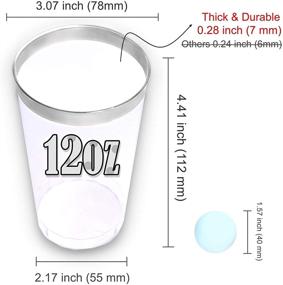 img 1 attached to 🍾 KOPHADOT 12 унций Стаканы из пластика с серебряным краем - 50 упаковок со шариками для игры в Party Pong | Элегантные многоразовые стаканы для свадеб, девичников и многое другое.