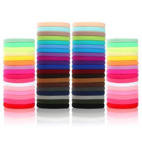 img 4 attached to 🎀 72 Pack Seamless High Elastic Cotton Hair Ties for Thick Hair Women Girls - Ideal for Ponytail, Bun, and Pigtail