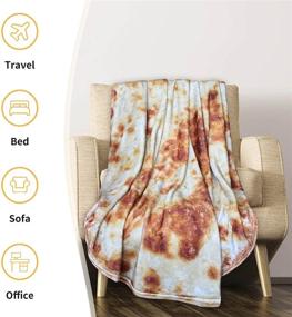 img 2 attached to 🍕 BROSHAN Funny Kids' Blanket- 60-inch Realistic Yellow Cheese Pizza Blanket: Soft Warm Plush Blankets for Boys' Gifts, Sofa/Couch/Travel