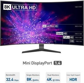 img 1 attached to Кабель Cable Matters Triple 4K DisplayPort Splitter: мини-концентратор DP для Windows с 2X 8K DP 1.4 и 1X 4K HDMI - НЕ для macOS.