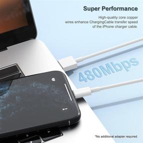 img 1 attached to 🔌 Apple MFi Certified 10Ft Зарядное устройство - 3 шт., Длинный кабель Lightning к USB для быстрой зарядки iPhone - Совместим с iPhone 12/11 Pro/11/XS MAX/XR/8/7/6s/6/5S/SE и iPad Original