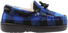 img 2 attached to NORTY Toddler Little Kid Big Kid Fleece Buffalo Plaid Moccasin Slippers - Size Down 2 Sizes for Perfect Fit