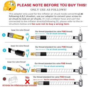 img 3 attached to LUMITECO Locking Tire Chuck with Rubber Hose and Fine Thread Standard Valve, Tire Pump Hose Adapter for Twist On Conversion to Lock On Connection