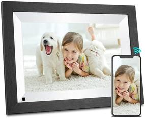 img 4 attached to BSIMB Умная цифровая рамка для фотографий с WiFi 16GB с эффектом дерева, 10.1-дюймовый HD IPS-дисплей, мгновенное обмен фотографиями/видео через приложение по электронной почте, интуитивно понятный сенсорный экран, автоматическое поворот горизонтального/вертикального режима