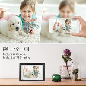 img 3 attached to BSIMB Умная цифровая рамка для фотографий с WiFi 16GB с эффектом дерева, 10.1-дюймовый HD IPS-дисплей, мгновенное обмен фотографиями/видео через приложение по электронной почте, интуитивно понятный сенсорный экран, автоматическое поворот горизонтального/вертикального режима