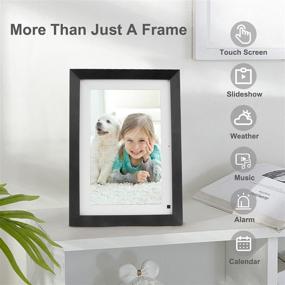 img 1 attached to BSIMB Умная цифровая рамка для фотографий с WiFi 16GB с эффектом дерева, 10.1-дюймовый HD IPS-дисплей, мгновенное обмен фотографиями/видео через приложение по электронной почте, интуитивно понятный сенсорный экран, автоматическое поворот горизонтального/вертикального режима