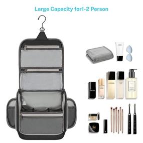 img 3 attached to Gonex Hanging Toiletry Bag: Stylish Travel Organizer for Makeup and Toiletries, Unisex - Black