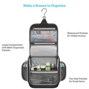 img 2 attached to Gonex Hanging Toiletry Bag: Stylish Travel Organizer for Makeup and Toiletries, Unisex - Black