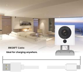 img 1 attached to ⚡ Быстрая удлинительная кабельная лента FastSnail на 26 футов для WyzeCam, KasaCam, NestCam, Yi Cam, Blink - USB кабель для зарядки и синхронизации данных (белый)