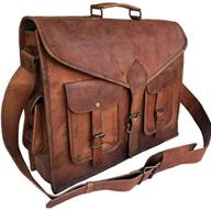 🧳 kpl 18-inch rustic vintage leather messenger bag: genuine leather laptop bag for men, executive briefcase and classic satchel bag logo