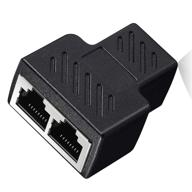 anrank rj45 адаптер-разветвитель 1 в 2 двойной женский порт cat7/6/5e/5 lan ethernet конвертер - черный логотип