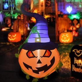 img 4 attached to 5 FT Halloween Inflatable Outdoor Pumpkin with Wizard Hat - LED Lights Included - Yard Decoration for Holiday, Party, Yard, Garden - Clearance Sale
