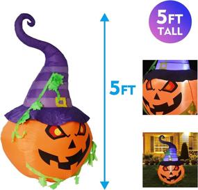 img 2 attached to 5 FT Halloween Inflatable Outdoor Pumpkin with Wizard Hat - LED Lights Included - Yard Decoration for Holiday, Party, Yard, Garden - Clearance Sale