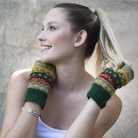 img 1 attached to 🍒 Lakhays Cherry Fingerless Gloves - Multi Knit Design