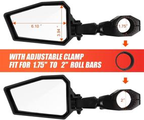 img 3 attached to 🔍 High-quality UTV RZR Side View Mirrors for 1.75"-2" Roll Bar Cage | Rear View Mirrors Compatible With Polaris RZR 800 900 1000 Pro Ranger, Yamaha Rhinos, Honda Pioneer 1000, Talon 1000R, Can-Am Maverick, and More.