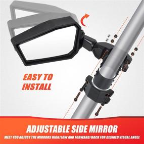 img 2 attached to 🔍 High-quality UTV RZR Side View Mirrors for 1.75"-2" Roll Bar Cage | Rear View Mirrors Compatible With Polaris RZR 800 900 1000 Pro Ranger, Yamaha Rhinos, Honda Pioneer 1000, Talon 1000R, Can-Am Maverick, and More.