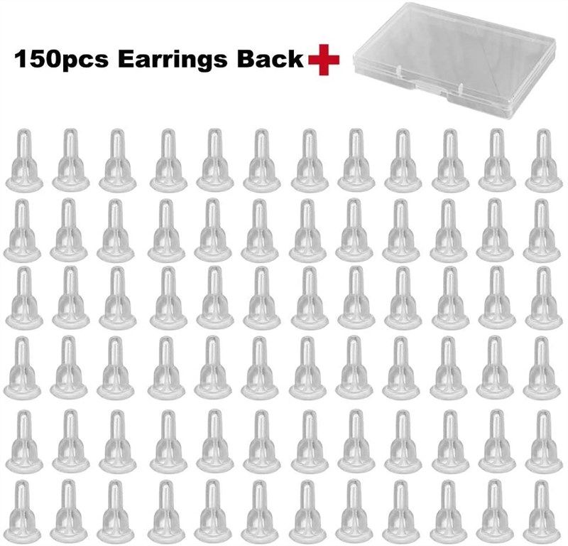 100 Pcs Clear Silicone Earring Backs Hypoallergenic Secure Push-Back  Earring Stoppers for Stud Earrings, 10x6mm