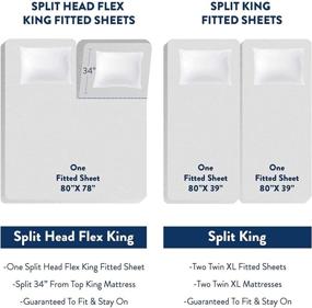 img 1 attached to 🛏️ Split Head Flex King Sheets Sets for Adjustable Beds - Dark Grey Solid Split Head - 100% Cotton 600-Thread-Count