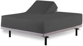 img 4 attached to 🛏️ Split Head Flex King Sheets Sets for Adjustable Beds - Dark Grey Solid Split Head - 100% Cotton 600-Thread-Count