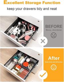 img 2 attached to 🗄️ SMARTAKE 28-Piece Clear Drawer Organizers: Non-Slip Silicone Pads, 4-Size Trays for Makeup, Jewelry, Utensils in Dresser, Kitchen & Office