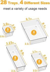 img 3 attached to 🗄️ SMARTAKE 28-Piece Clear Drawer Organizers: Non-Slip Silicone Pads, 4-Size Trays for Makeup, Jewelry, Utensils in Dresser, Kitchen & Office