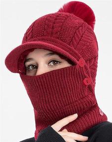 img 3 attached to 🧣 One-Piece Slouchy Fleece Beanie Hats for Women with Scarf and Mask - Warm Winter Knitted Hat, Thick Skull Ski Cap