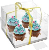 🧁 clear cupcake boxes, 20 pack of luxurious plastic cupcake packaging, disposable cupcake holders, cavity cupcake containers, 4 count cupcake boxes логотип