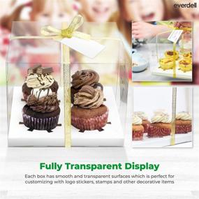 img 1 attached to 🧁 Clear Cupcake Boxes, 20 Pack of Luxurious Plastic Cupcake Packaging, Disposable Cupcake Holders, Cavity Cupcake Containers, 4 Count Cupcake Boxes